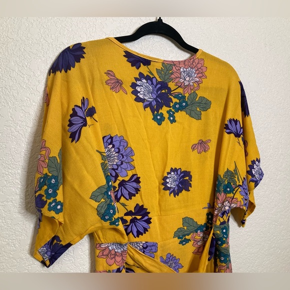 NWT Ivory Love Maxi Dress Short Sleeve Tie Waist Button Front V Neck Floral - Picture 13 of 13